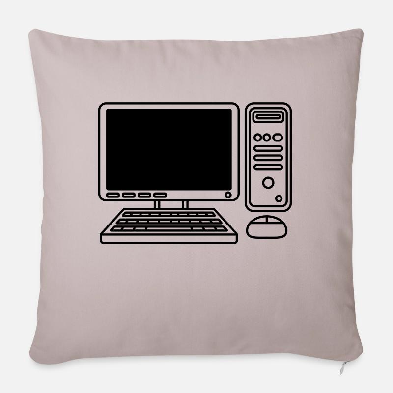 Bildschirm Tastatur Maus Computer - Sofakissen mit Füllung 45 x 45 cm - helles Taupe