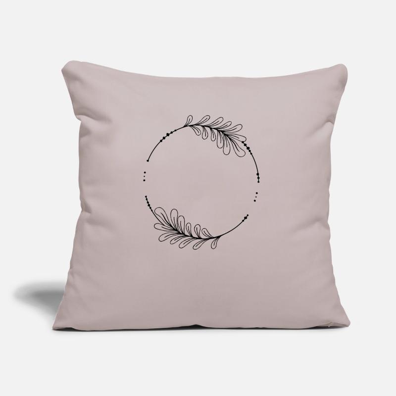 Black circle frame with leaves Sofa pillow with filling 45cm x 45cm