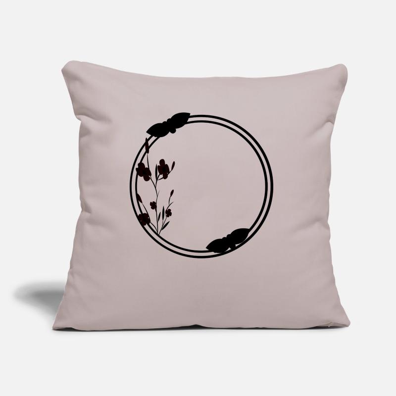 Spring Frame Circle in Black Flowers Sofa pillow with filling 45cm x 45cm