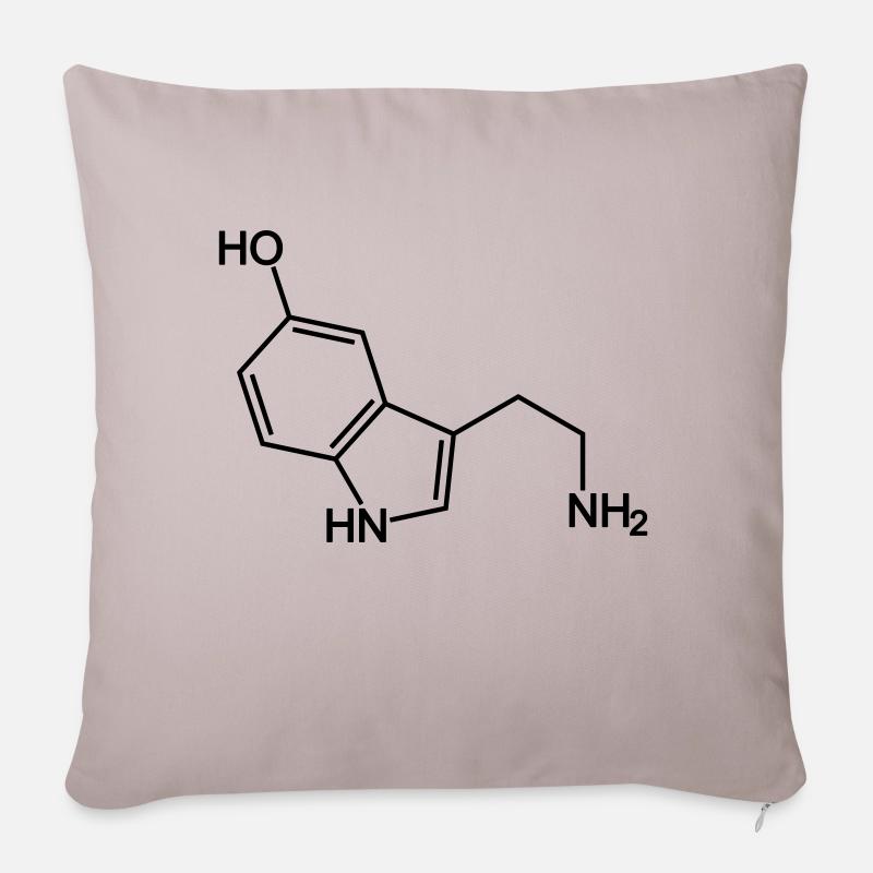 Serotonin Molekül - Sofakissen mit Füllung 45 x 45 cm - helles Taupe