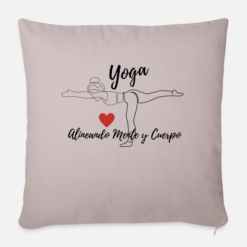 série de yoga alignant l’ et le corps - Coussin et housse de 45 x 45 cm - taupe clair