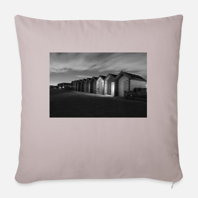 Beach huts - Sofa pillow with filling 45cm x 45cm - light taupe