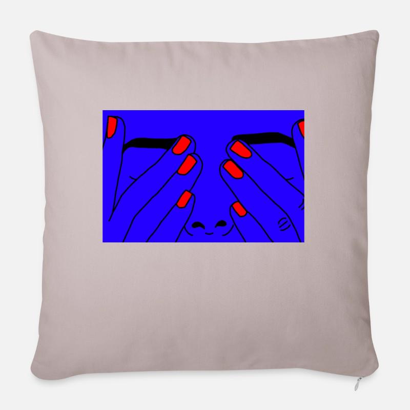 Face bleue - Coussin et housse de 45 x 45 cm - taupe clair