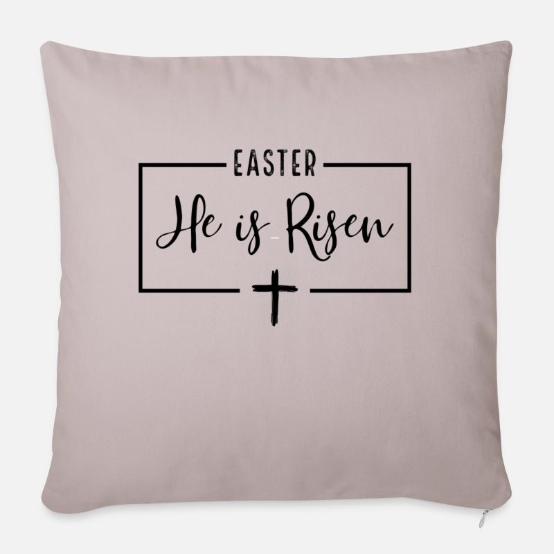 He is Risen Kreuz - Sofakissen mit Füllung 45 x 45 cm - helles Taupe