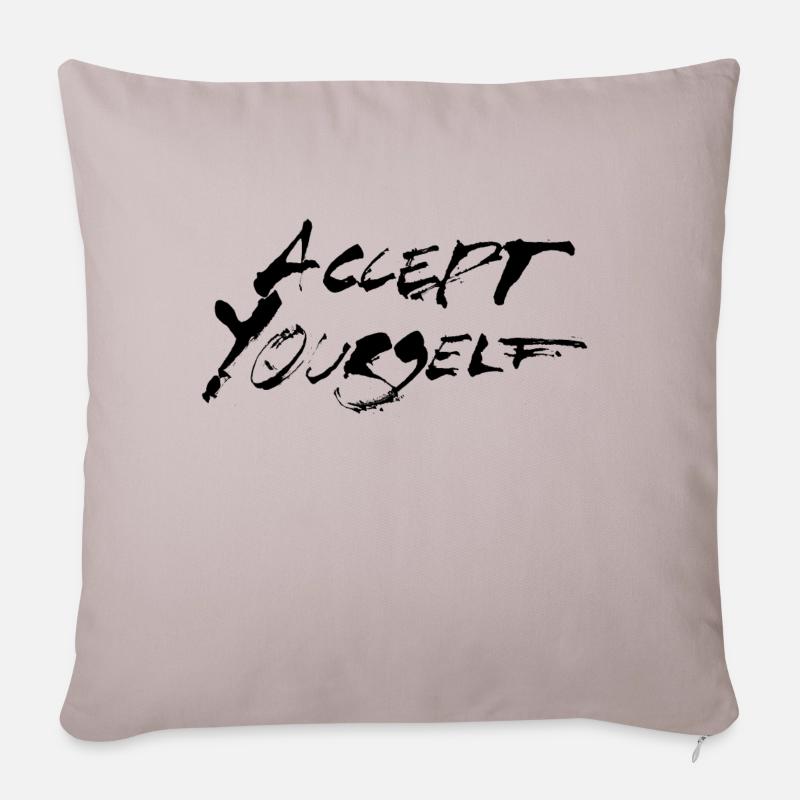 Acceptez-vous noir - Coussin et housse de 45 x 45 cm - taupe clair