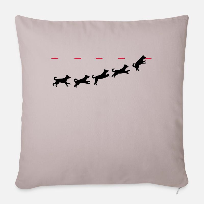 Frisbee dog - Sofakissen mit Füllung 45 x 45 cm - helles Taupe