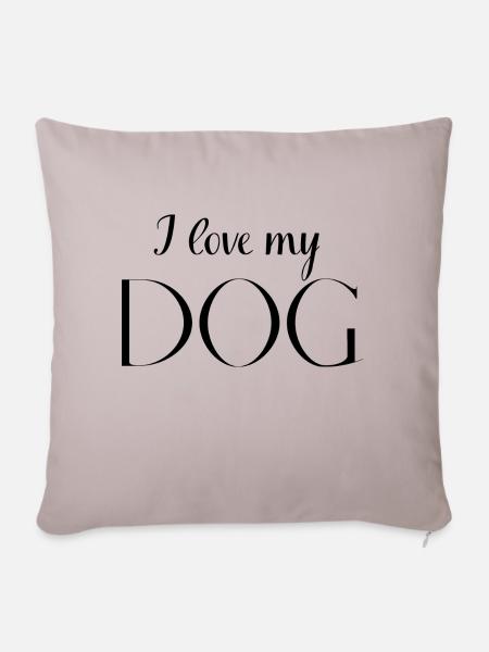 Ich liebe Hunde - Sofakissen mit Füllung 45 x 45 cm - helles Taupe