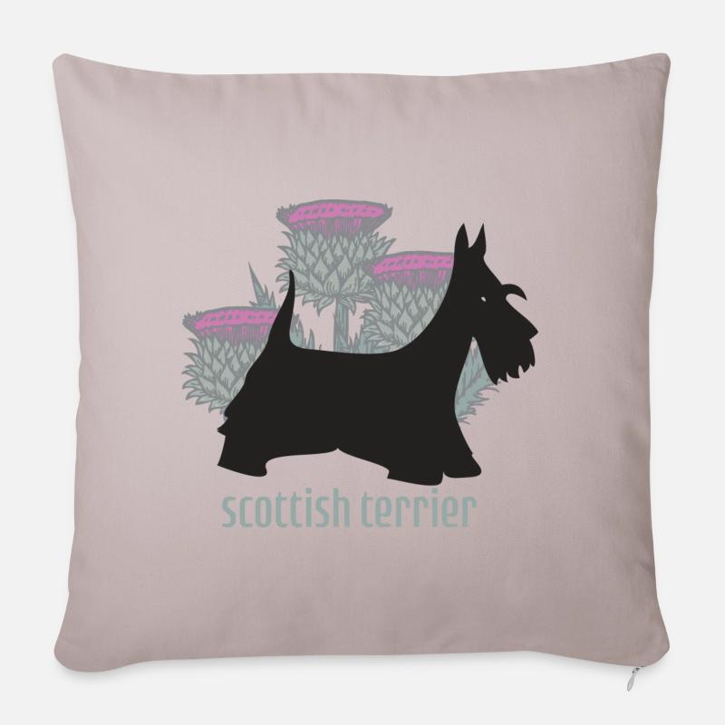 Scottish terrier et chardons - Coussin et housse de 45 x 45 cm - taupe clair