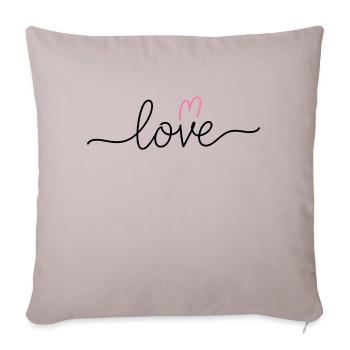 Love V-Heart – Une écriture d’amour simple et moderne - Coussin et housse de 45 x 45 cm - taupe clair - Devant