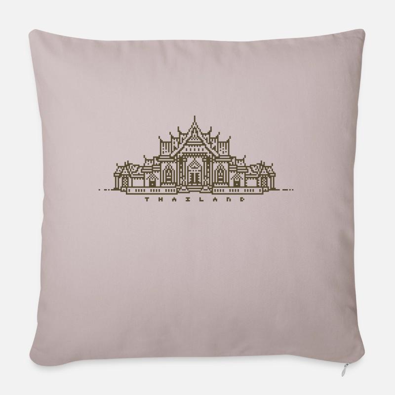 Pixel 1bit Thaïlande - Coussin et housse de 45 x 45 cm - taupe clair