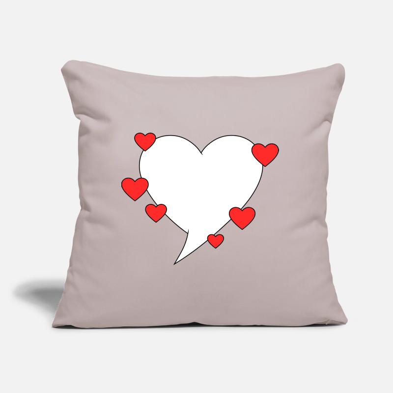 Bulle de dialogue avec des cœurs Coussin et housse de 45 x 45 cm