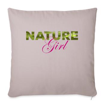 Natur Girl lettering with green texture - Sofa pillow with filling 45cm x 45cm - light taupe - Front
