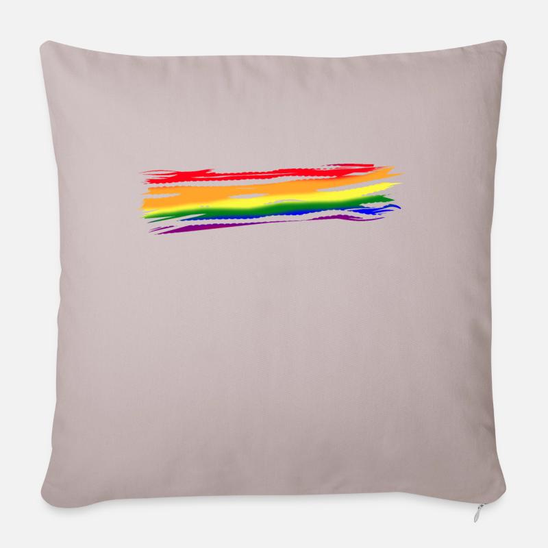 Arc-en-ciel Liberté Couleur LGBTQ Six couleurs - Coussin et housse de 45 x 45 cm - taupe clair