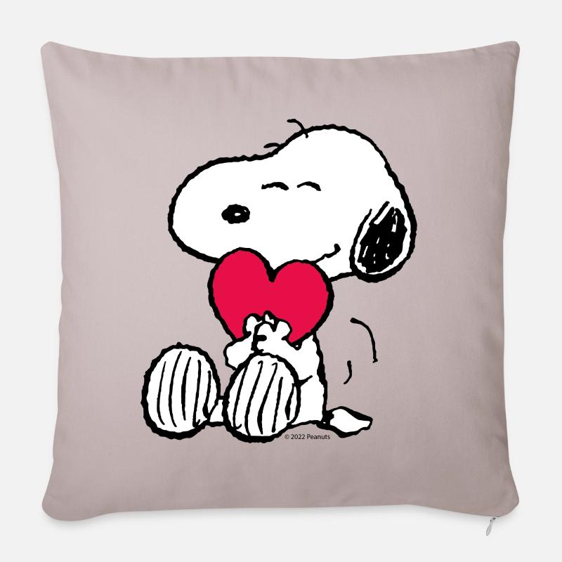 Peanuts Snoopy Amour - Coussin et housse de 45 x 45 cm - taupe clair