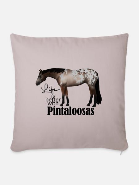 Pintaloosa Westernpferd - Sofakissen mit Füllung 45 x 45 cm - helles Taupe