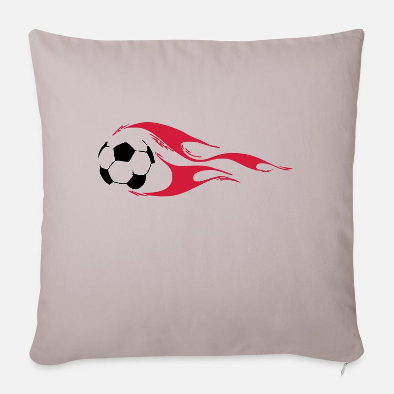 Fußball - Sofakissen mit Füllung 45 x 45 cm - helles Taupe