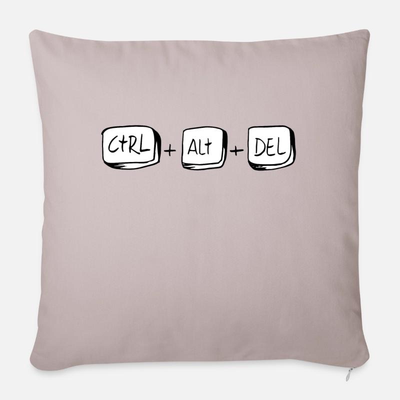 CTRL ALT DEL pour redémarrer - Coussin et housse de 45 x 45 cm - taupe clair