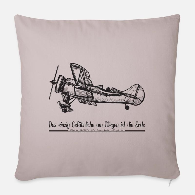 Flugzeug Propeller Old Timer Pilot-Spruch, schwarz - Sofakissen mit Füllung 45 x 45 cm - helles Taupe