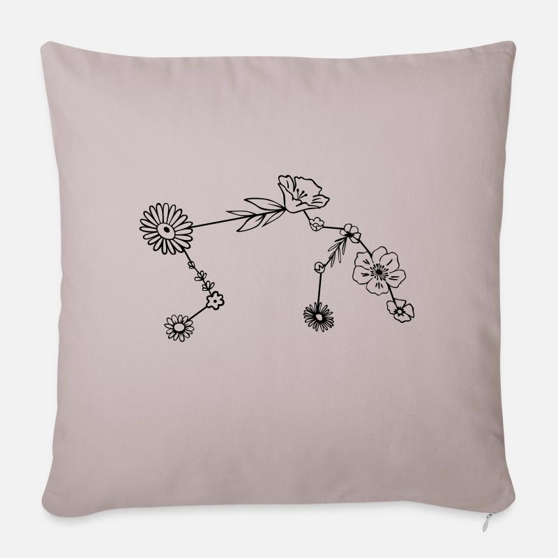 Sternzeichen Wassermann Blumen - Sofakissen mit Füllung 45 x 45 cm - helles Taupe