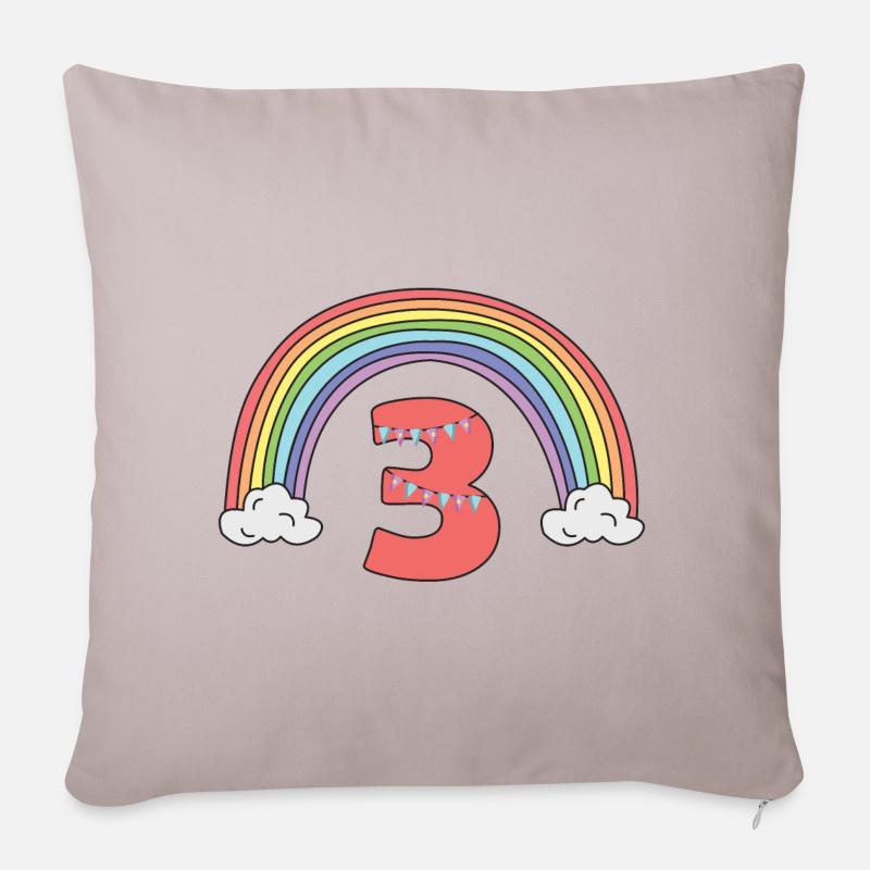 3. Geburtstag Regenbogen Pastell Niedlich Mädchen - Sofakissen mit Füllung 45 x 45 cm - helles Taupe