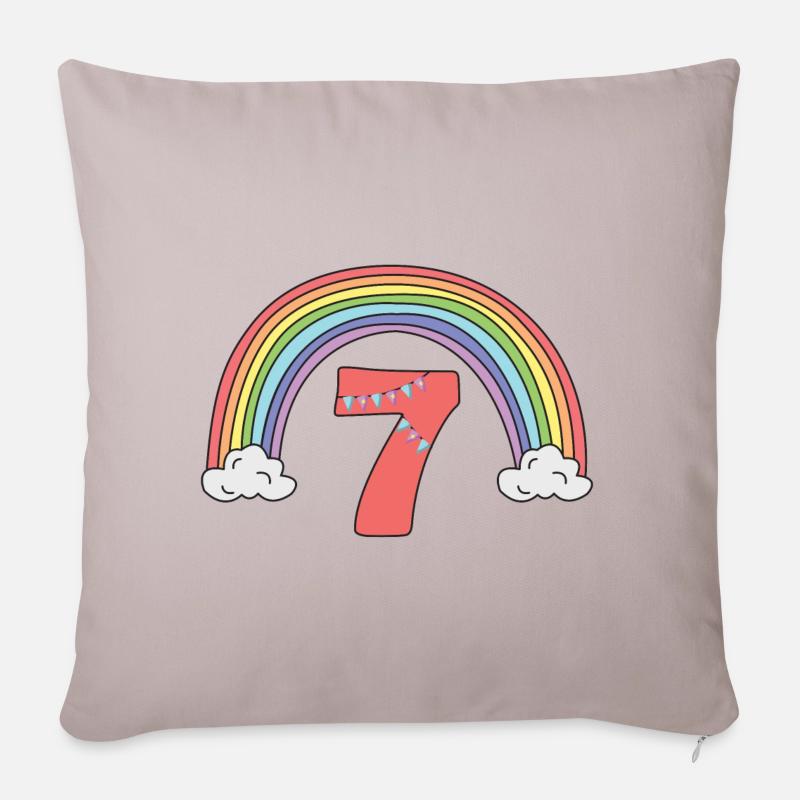 7. Geburtstag Pastell Regenbogen Mädchen 7 Jahre - Sofakissen mit Füllung 45 x 45 cm - helles Taupe
