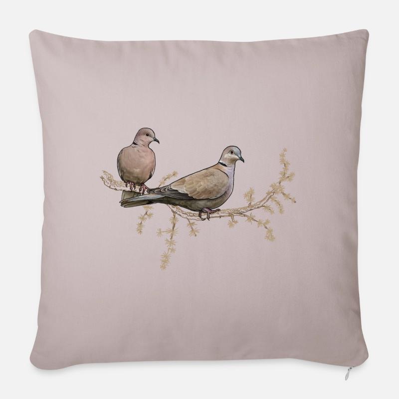 Zwei Täubchen - Sofakissen mit Füllung 45 x 45 cm - helles Taupe