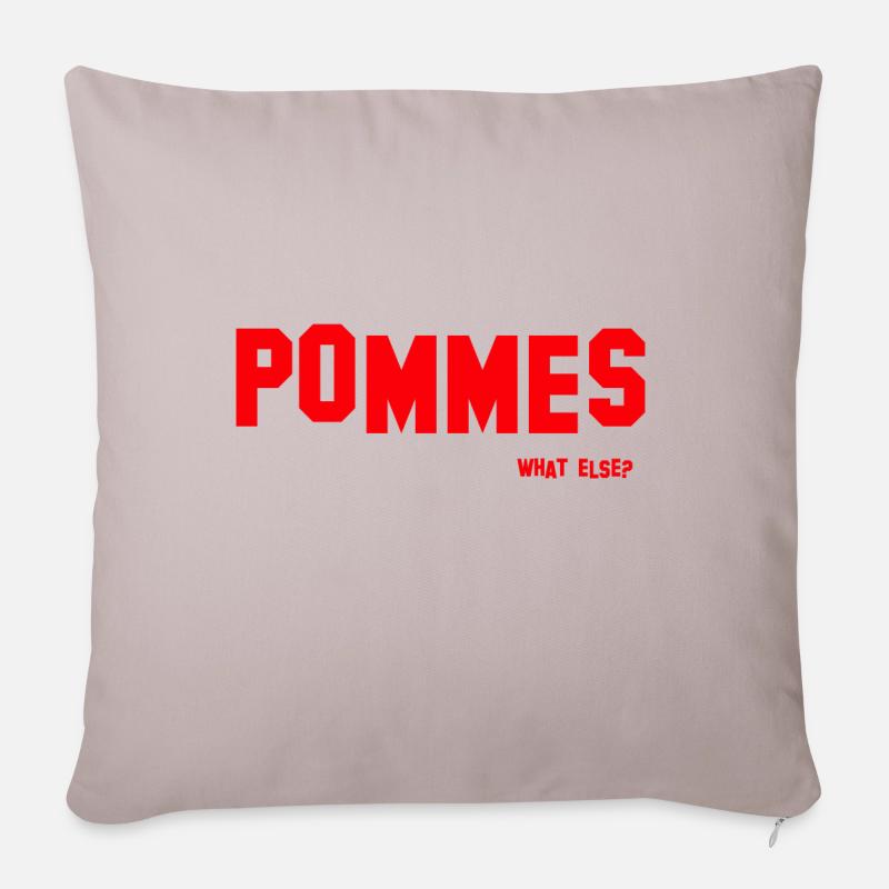 POMMES - what else? - Sofakissen mit Füllung 45 x 45 cm - helles Taupe