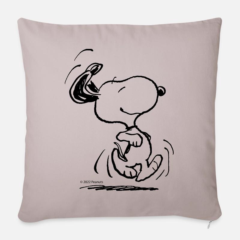 Peanuts Snoopy En Hâte - Coussin et housse de 45 x 45 cm - taupe clair