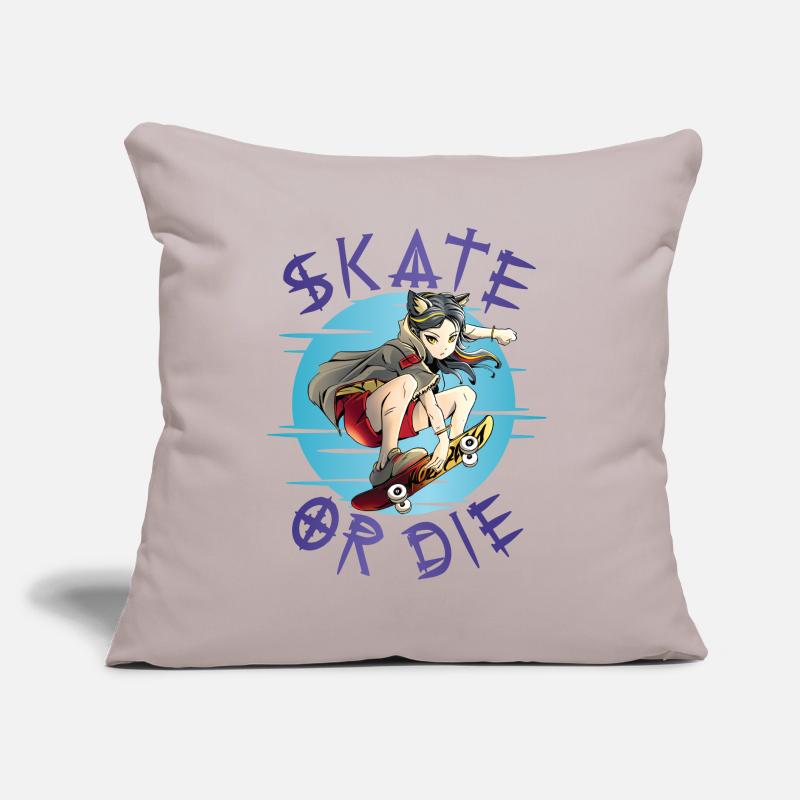 Skate oder stirb Skateboarder Anime Mädchen Sofakissen mit Füllung 45 x 45 cm