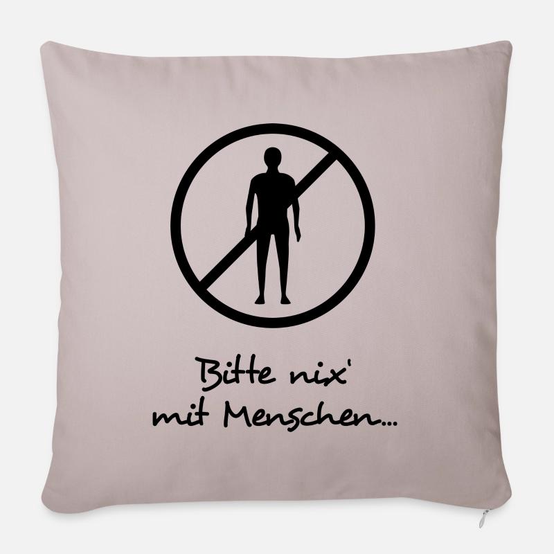 Bitte Nix Mit Menschen - dunkel - Sofakissen mit Füllung 45 x 45 cm - helles Taupe