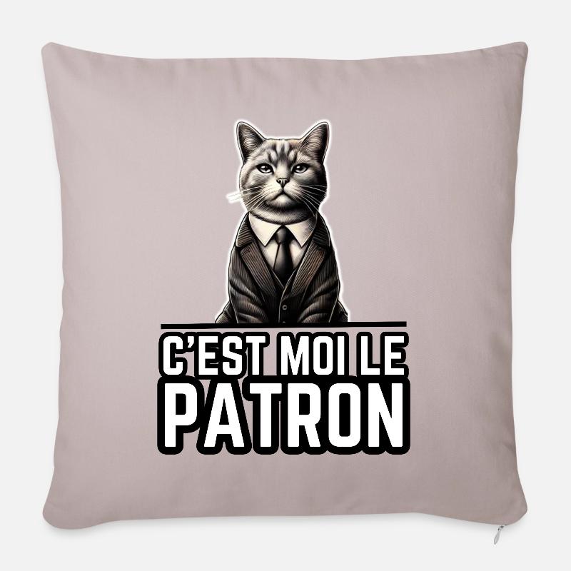 C'est moi le patron - chat - idée cadeau - Coussin et housse de 45 x 45 cm - taupe clair