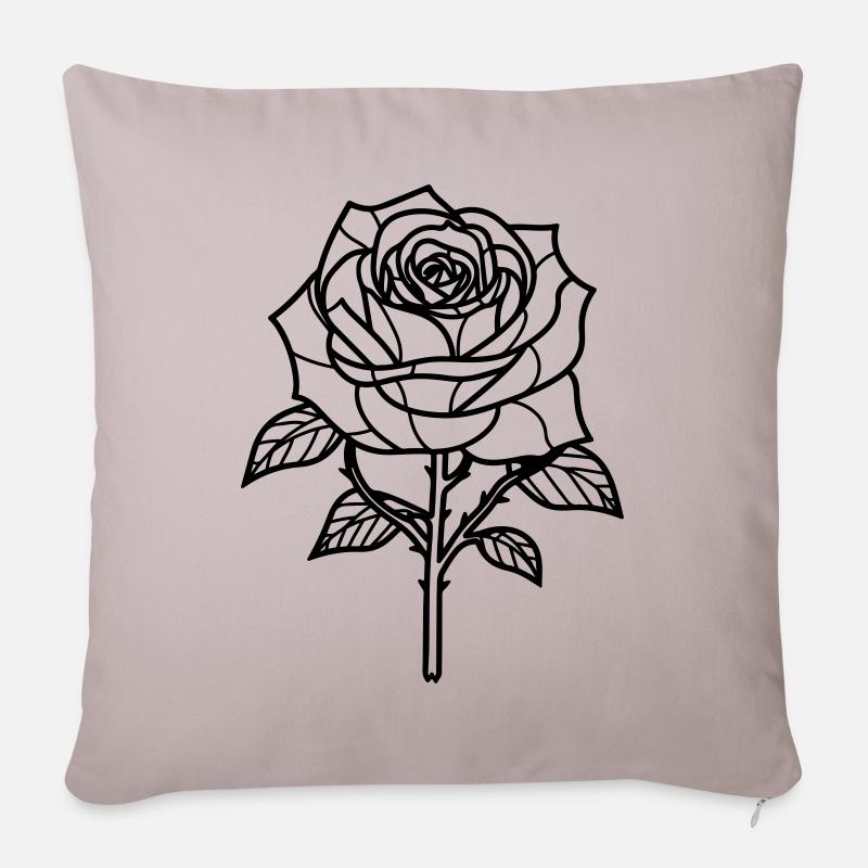 Épines de fleur de rose - Coussin et housse de 45 x 45 cm - taupe clair