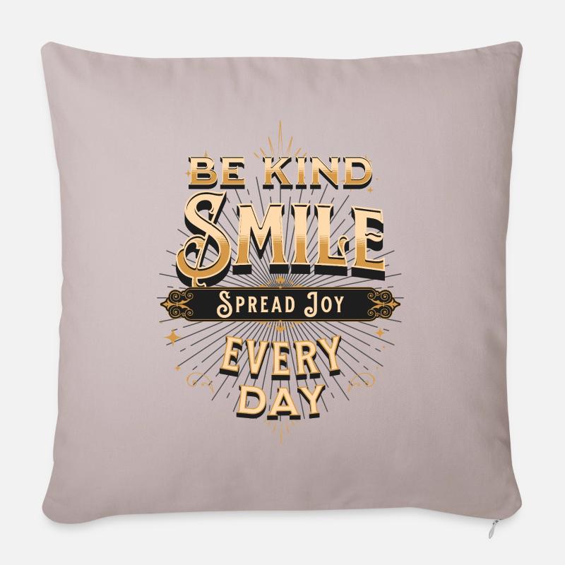 Sourire aimable - Coussin et housse de 45 x 45 cm - taupe clair