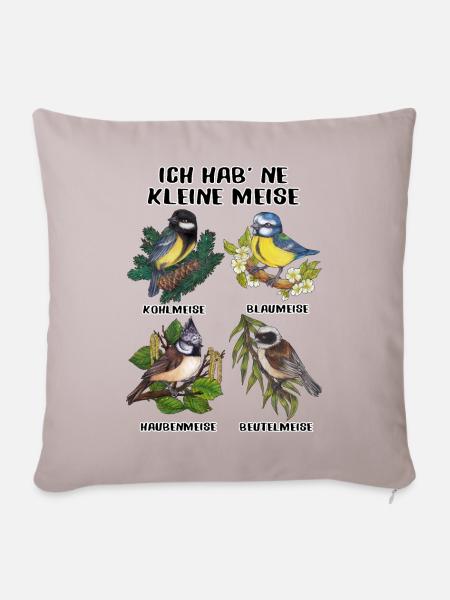 "Ich habe ne Meise" Lustiges Geschenk Ornitologe - Sofakissen mit Füllung 45 x 45 cm - helles Taupe