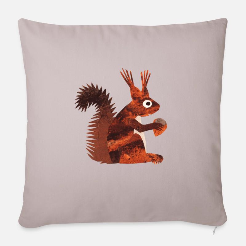 écureuil - Coussin et housse de 45 x 45 cm - taupe clair