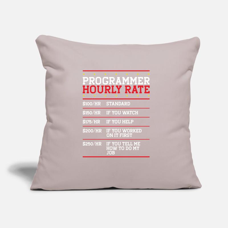 Programmeur Tarif horaire Support Codeur Main-d’œuvre IT Coussin et housse de 45 x 45 cm