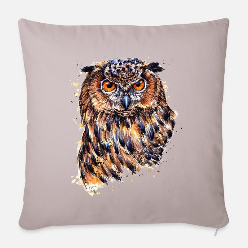 Uhu | eagle-owl - Sofakissen mit Füllung 45 x 45 cm - helles Taupe