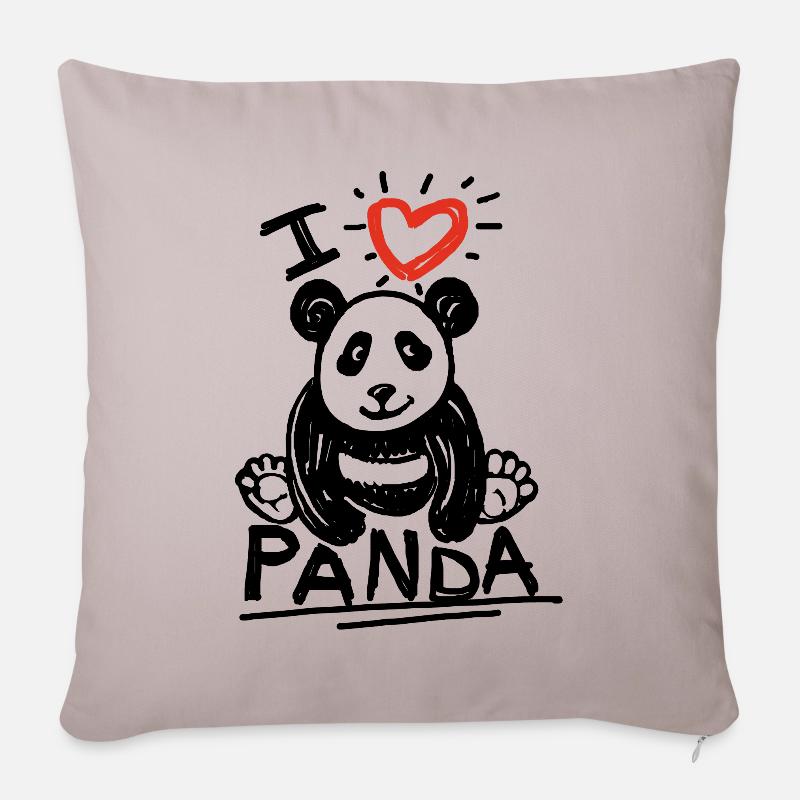bébé panda assis - Coussin et housse de 45 x 45 cm - taupe clair
