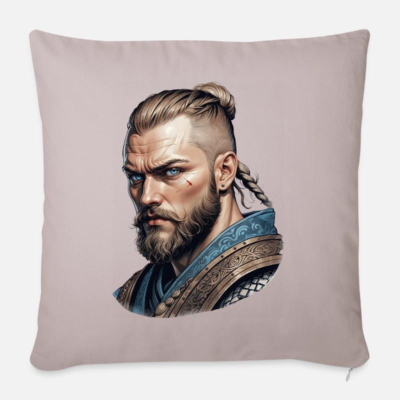 Guerrier barbare viking - Coussin et housse de 45 x 45 cm - taupe clair