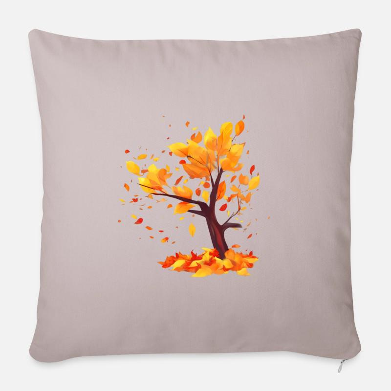 tree with fallen leaves - Sofakissen mit Füllung 45 x 45 cm - helles Taupe