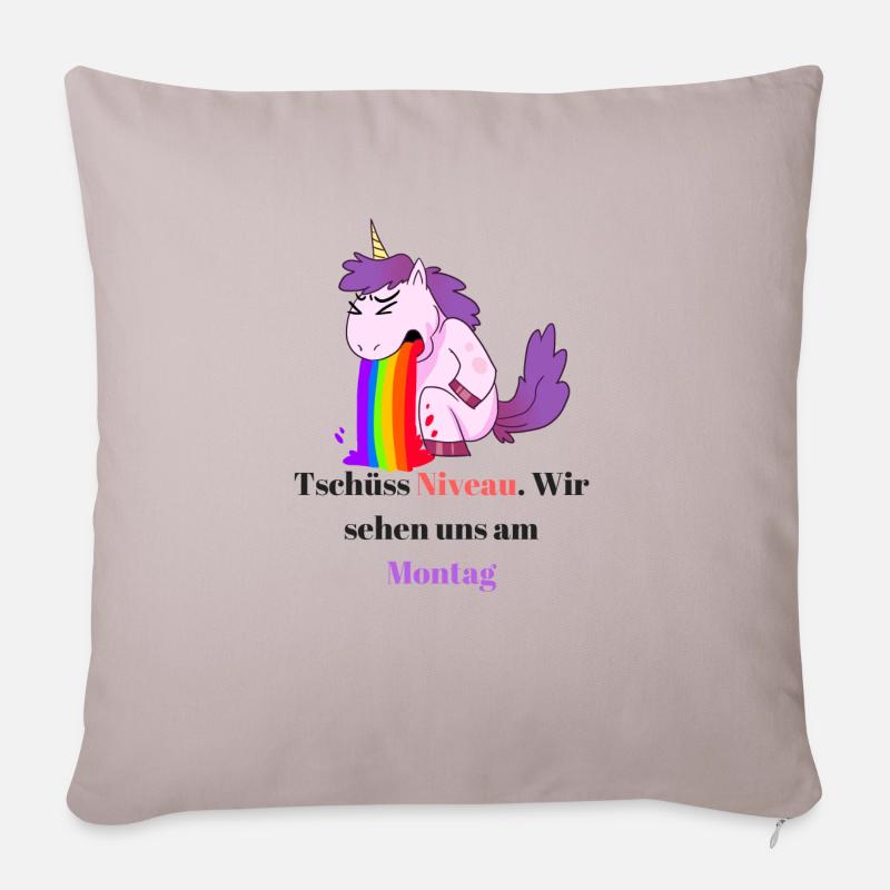 Einhorn Comic Sprüche Design - Sofakissen mit Füllung 45 x 45 cm - helles Taupe