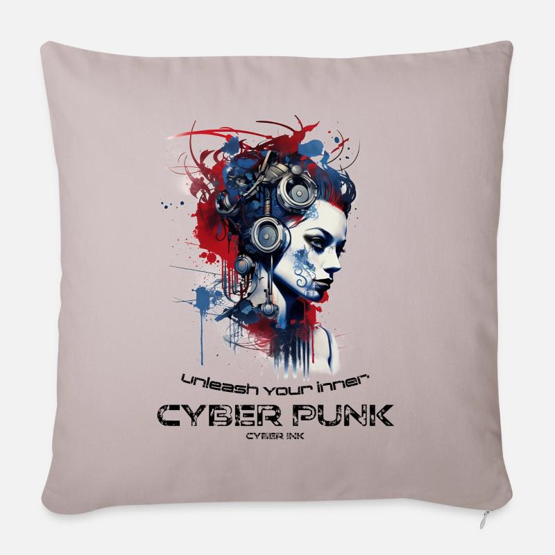 CyberInk Tech-Tattoo 10 - Sofakissen mit Füllung 45 x 45 cm - helles Taupe