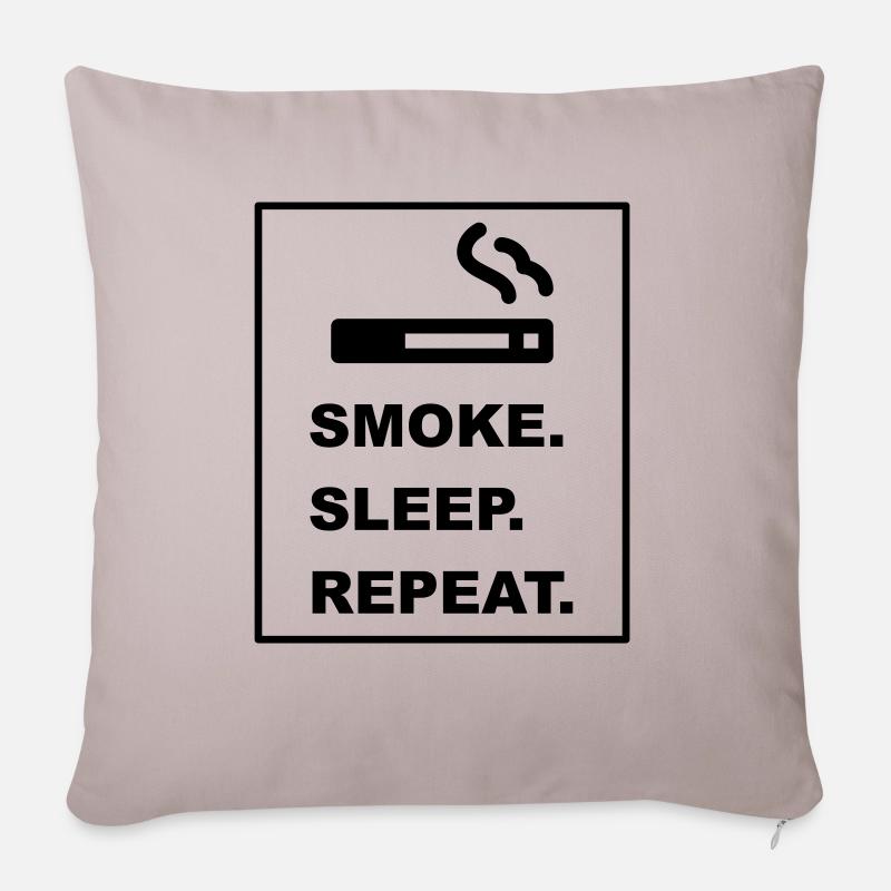 Cooles "Smoke Sleep Repeat" Design for sie und ihn - Sofakissen mit Füllung 45 x 45 cm - helles Taupe