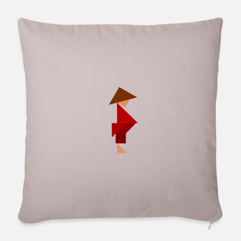 Samouraï - Tangram - Coussin et housse de 45 x 45 cm - taupe clair