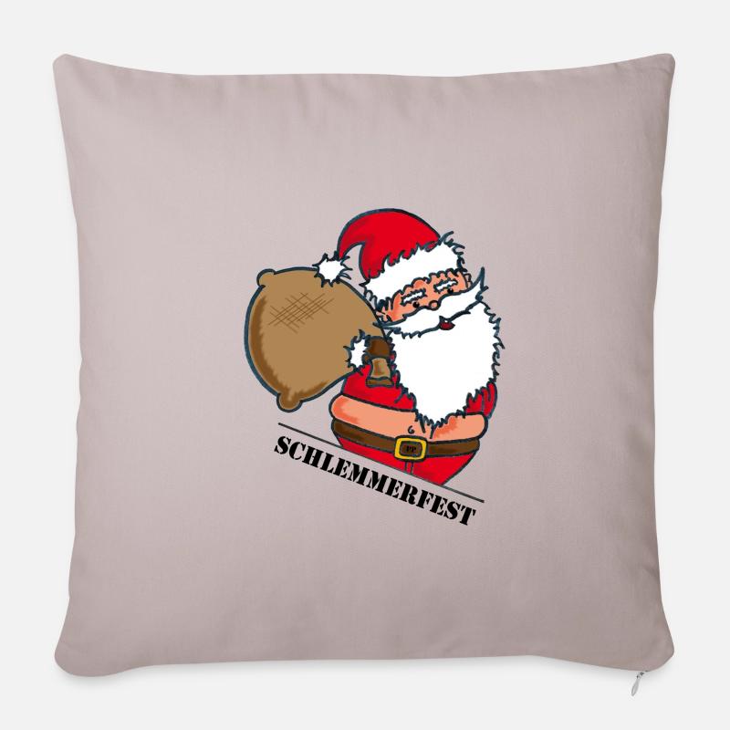 Dicker Weihnachtsmann mit Sack - Sofakissen mit Füllung 45 x 45 cm - helles Taupe