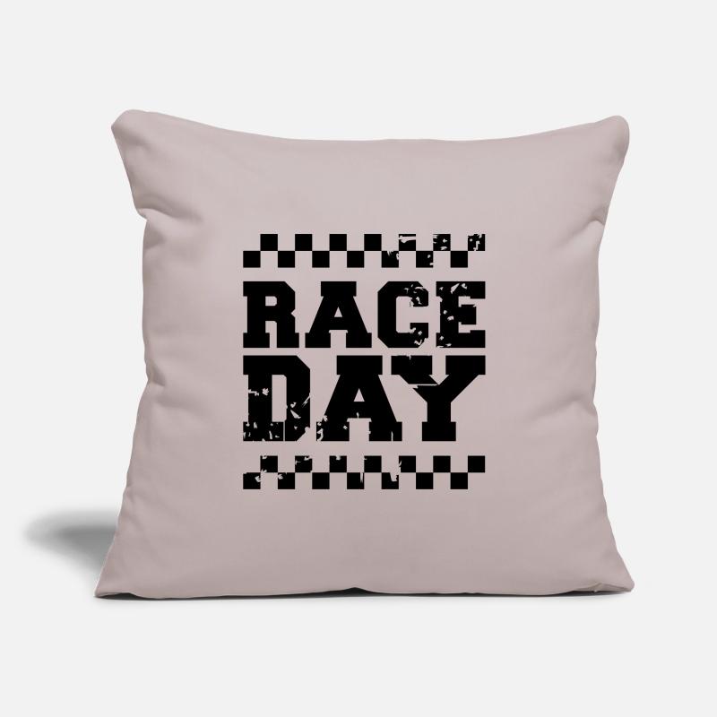Jour de course drapeau à damier voiture de course formule icône de course Coussin et housse de 45 x 45 cm