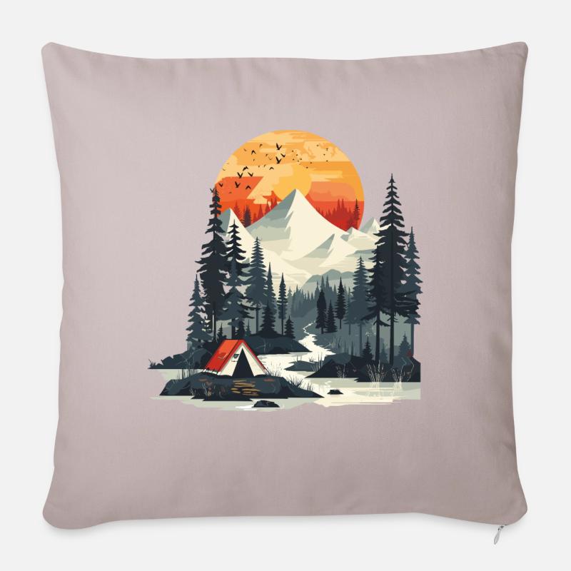 Wald Zelten - Sofakissen mit Füllung 45 x 45 cm - helles Taupe