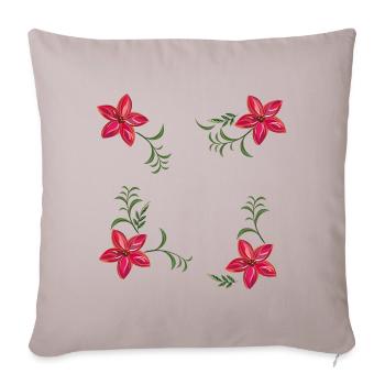 Blumen, Flowers - Sofakissen mit Füllung 45 x 45 cm - helles Taupe - Vorne