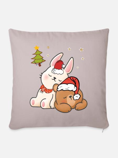 Weihnachten Tannenbaum - Sofakissen mit Füllung 45 x 45 cm - helles Taupe