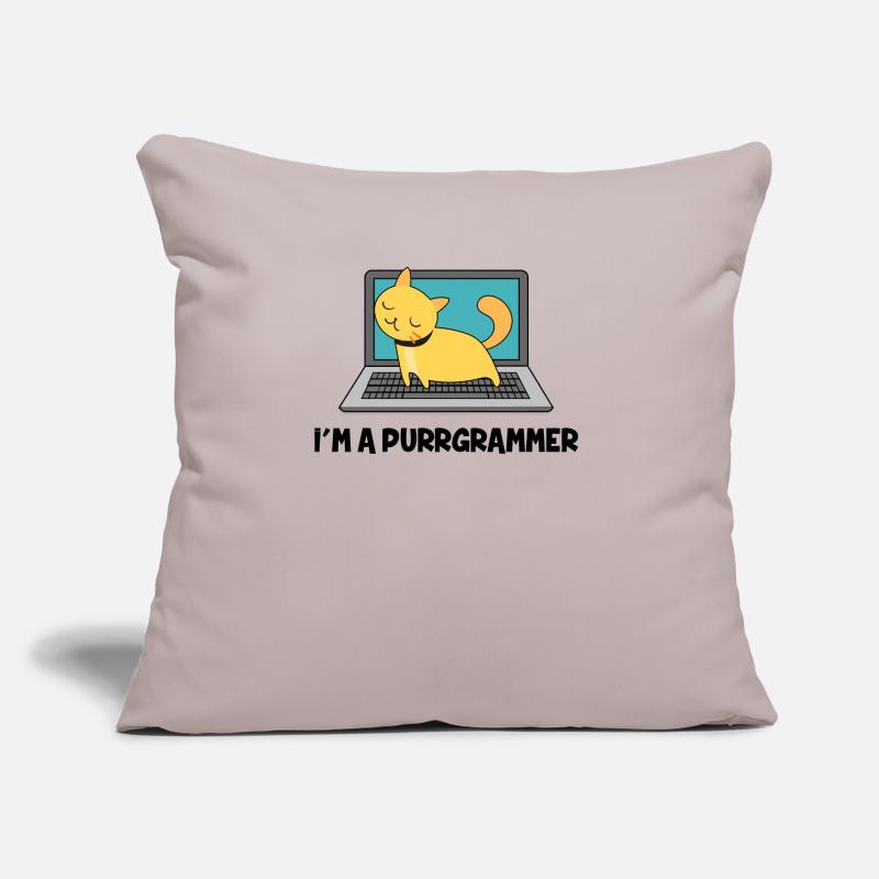 Cadeau de Nerd d'ordinateur de programmeur de chat de chat Coussin et housse de 45 x 45 cm